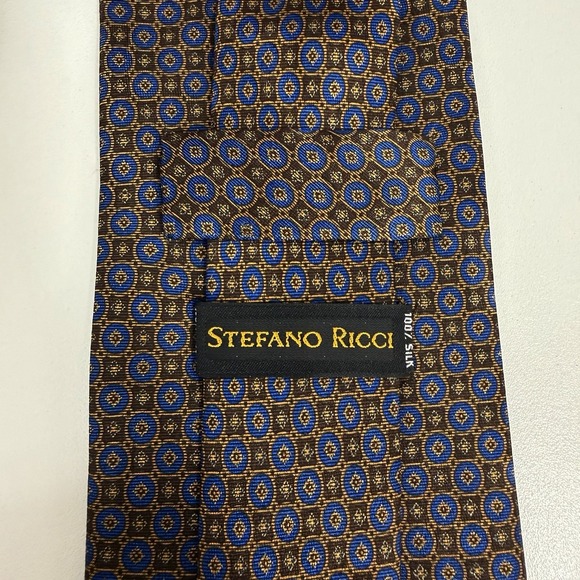 Stefano Ricci NEW Men's Tie Geometric Brown/Blue/Copper Silk 4